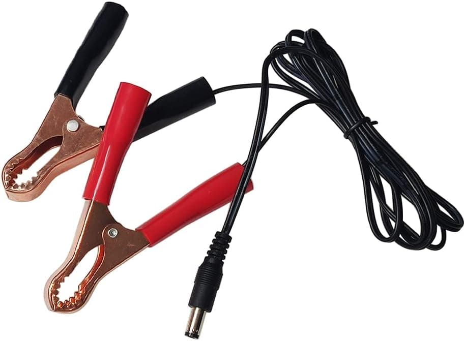 22AWG DC 5.5*2.1mm Male Plug to 12V Alligator Battery Clips Extension Cord Adapter Power Cable Crocodile Clamp for Solar Panel Battery Generator Charging 1.5m/4.9ft-2 Pcs