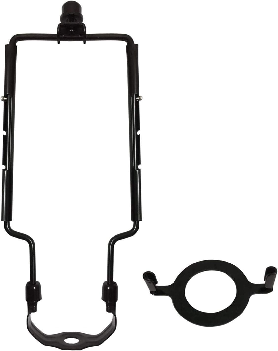 Adjustable Lamp Harp 8‘’ 9‘’ 10'' Suit for Any Lamp Style - Fits Regular Saddle Base or UNO Collar Ring Adapter for E26 Phenolic Socket Black