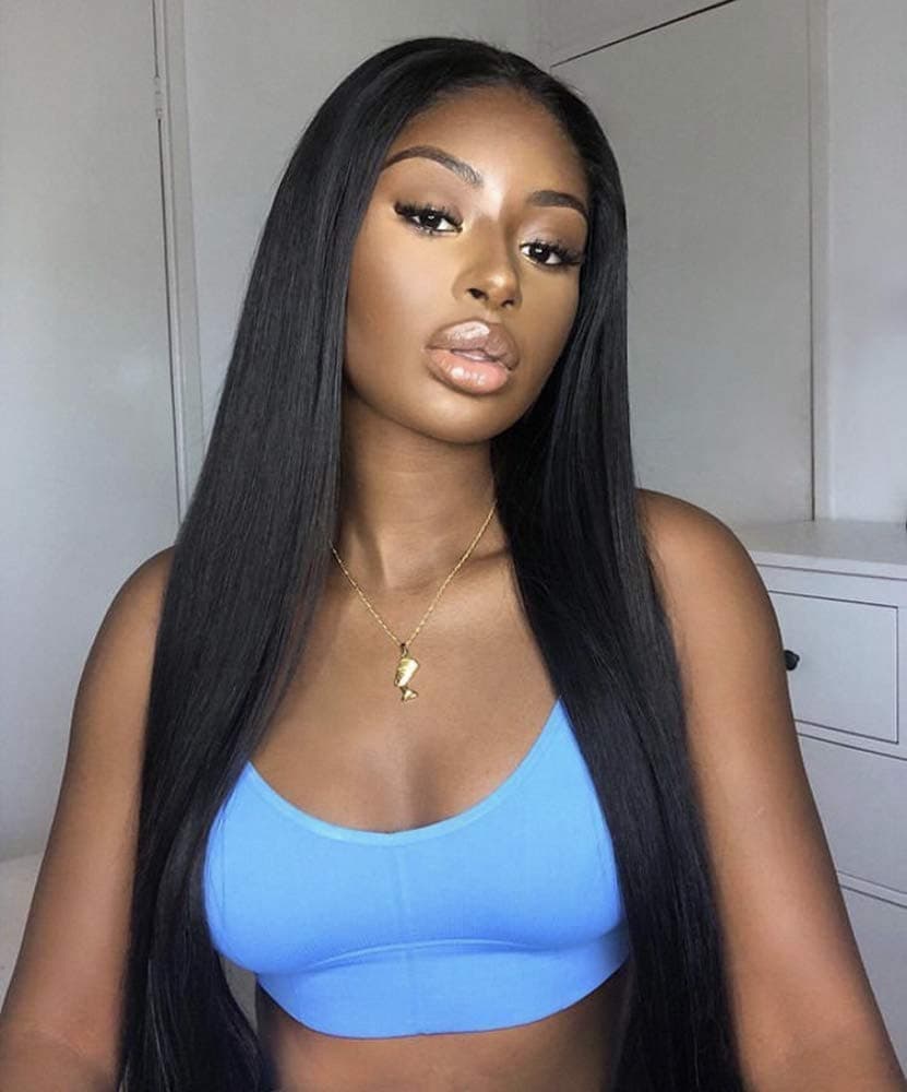 Giannay Hair Straight Wigs for Black Women No Lace Wigs Long Black Wig Straight Synthetic Wig Heat Resistant Fiber 150-180% Density Natural Looking Hair Replacement 26 Inch Wigs (No lace straight 26")