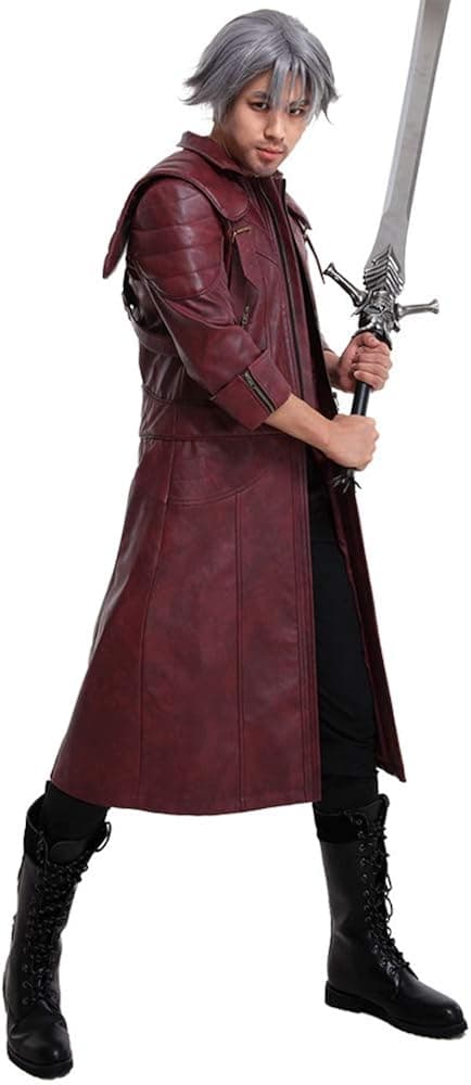 Cosplay.fm Men's Dante Cosplay Costume Pu Leather Jacket