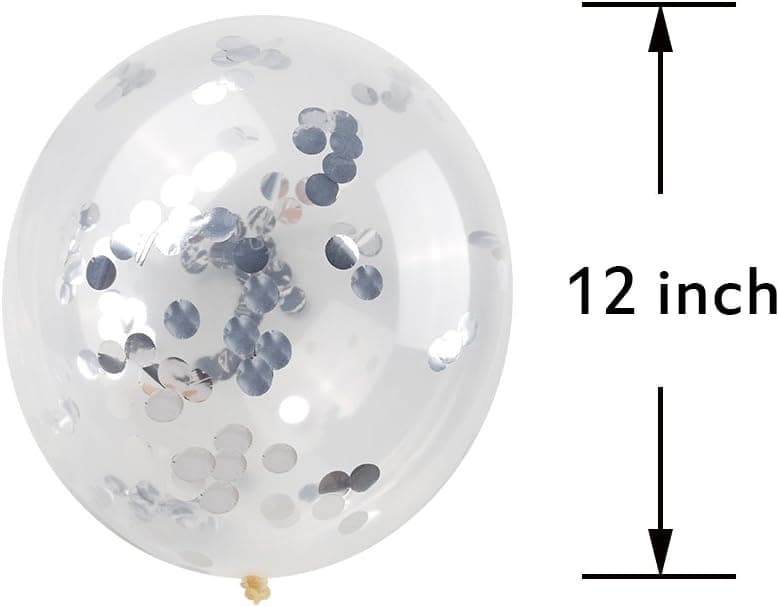 Izett CK Confetti Balloons Premium 24 Packs Glitter Silver Dots Latex Balloons 12 inch|Mylar Balloons for Birthday Party Decorations, Wedding, Indoor & Outdoor Party Events (Silver)