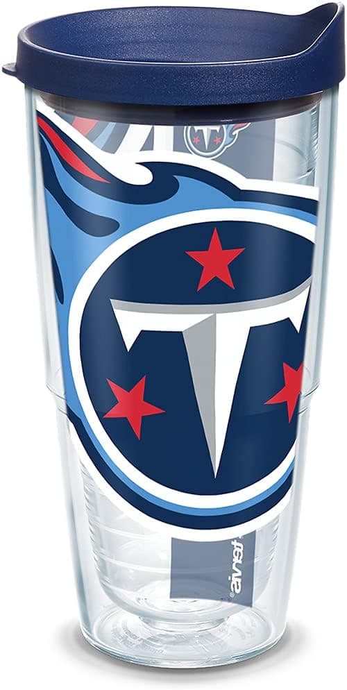Tervis Plastic Made in USA Double Walled NFL Tennessee Titans Insulated Tumbler Cup Keeps Drinks Cold & Hot, 24oz, Colossal