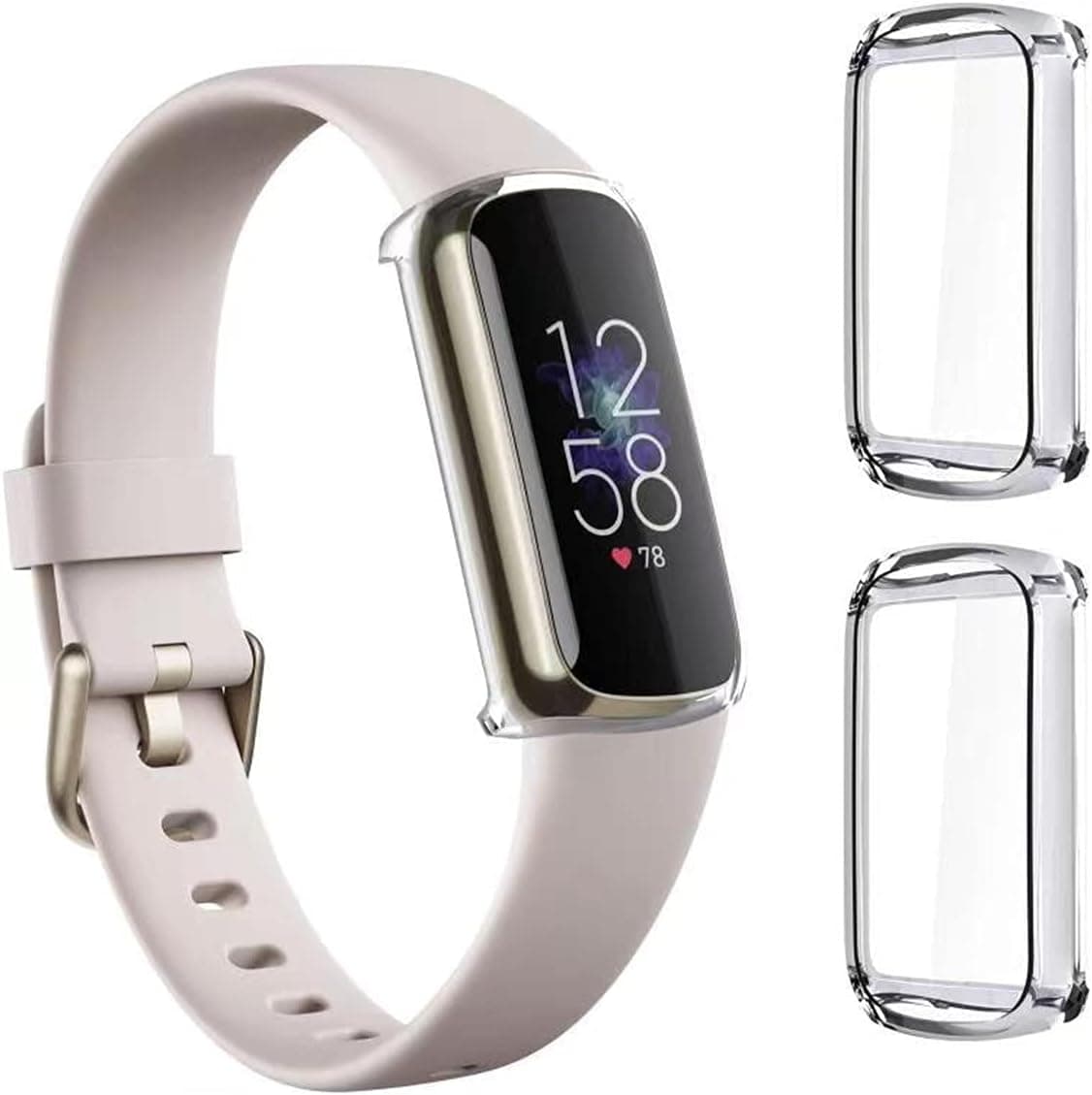 [2-Pack] GGOOIG Case for Fitbit Luxe, Accessory Full Coverage Protective Screen Protector TPU Bumper Cover Case for Fitbit Luxe(Clear)
