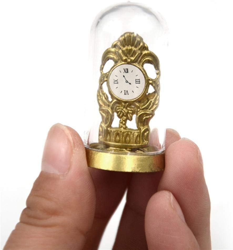 Gilroy Mini Classic Retro Table Clock with Crystal Cover for 1:12 Dollhouse Accessories and Furniture, Miniature Scenes Model Playhouse Paty Favors