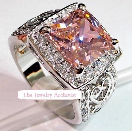 Pink Kunzite Crystal Fashion Costume Dress Up Jewelry Ring with 925 Sterling fashion Silver Band Ring - Size 6