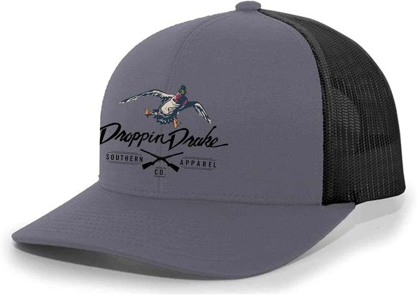 Droppin Drake Mallard Duck and Gun X Logo Mesh Back Trucker