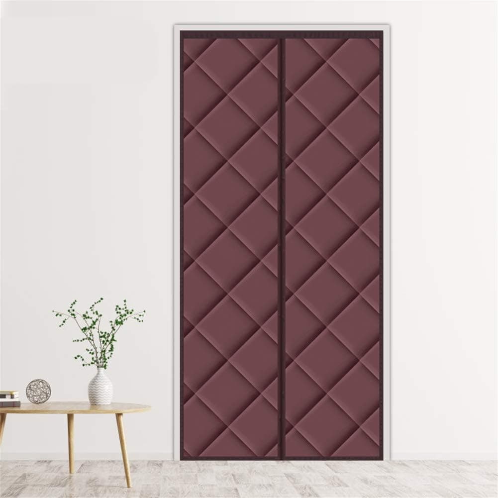 Liveinu Magnetic Thermal Insulated Door Curtain Storm Wind Fleece Insulation Curtian Magnetic Screen Door with Thermal Weatherproof Anti Energy Loss Reduce Noise 33"x82" Inch Coffee