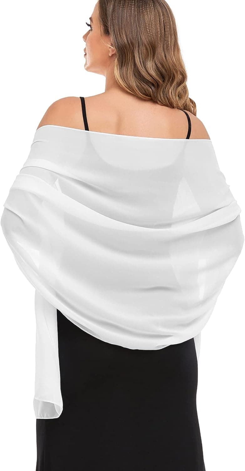 Pukguro Shawls and Wraps for Evening Dresses Sheer Chiffon Women Elegant Soft Silky Wraps Wedding Bridal Scarf