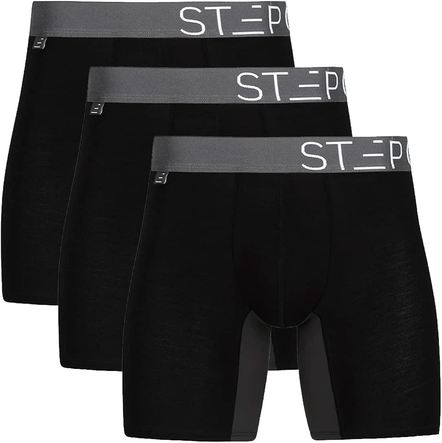 STEP ONE | Mens Bamboo Boxer Brief (Longer) 3-Pack | Anti Chafe, Moisture Wicking Underwear for Men