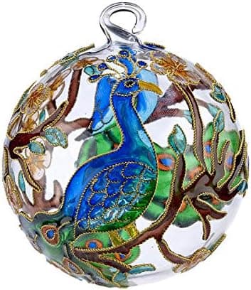 Handmade Peacock Cloisonne Glass Ornament 3 Inch