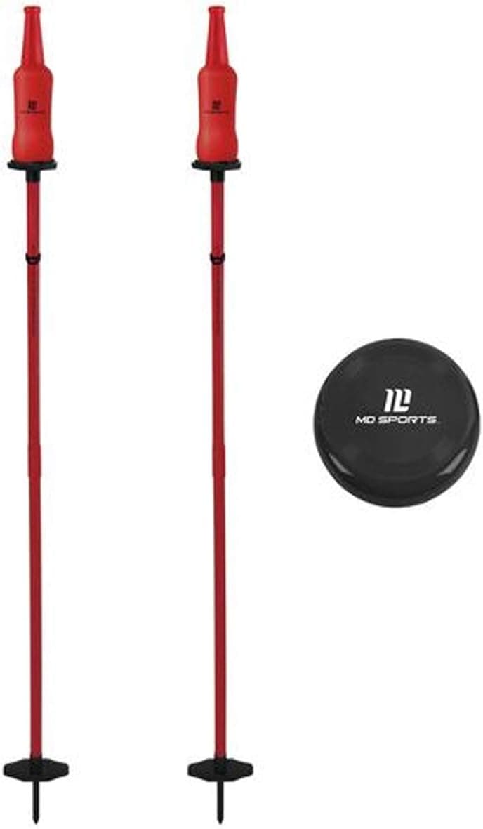 MD Sports 55 inch Bottle Strike Outdoor Games Sports Equipment | 2 Durable Plastics Bottle, PVC Poles with Ground Stakes & One Molded Flying Disc - 2 Players