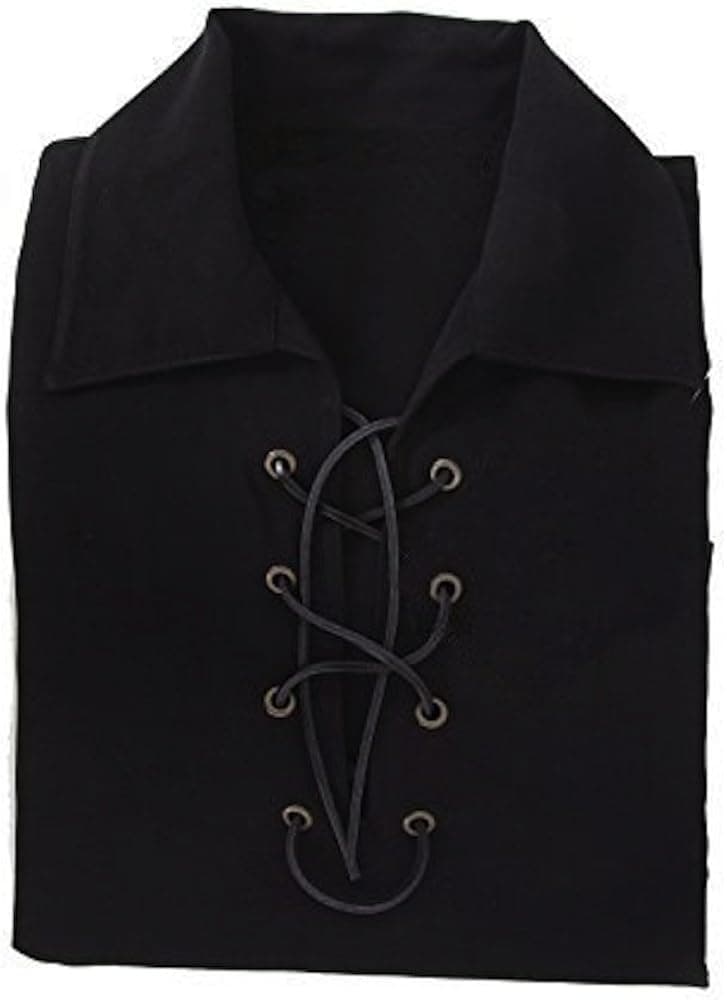 Deluxe Jacobite Culloden Jacobean Ghillie Shirt - Black. Own Brand. 7 Sizes Available