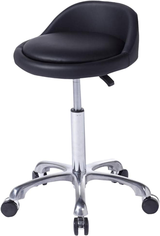 FRNIAMC Upgraded Salon Stool Adjustable Height Hydraulic Rolling Swivel Stool Chair with Wheels with Backrest for Tattoo Facial Massage Spa Medical Shop Home Office (Black)