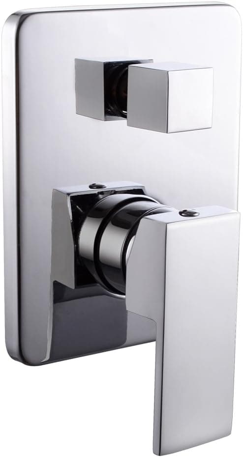KES L6721 Bathroom Single Handle Mixing Valve Body and Trim with Two Function Diverter Square, Polished Chrome