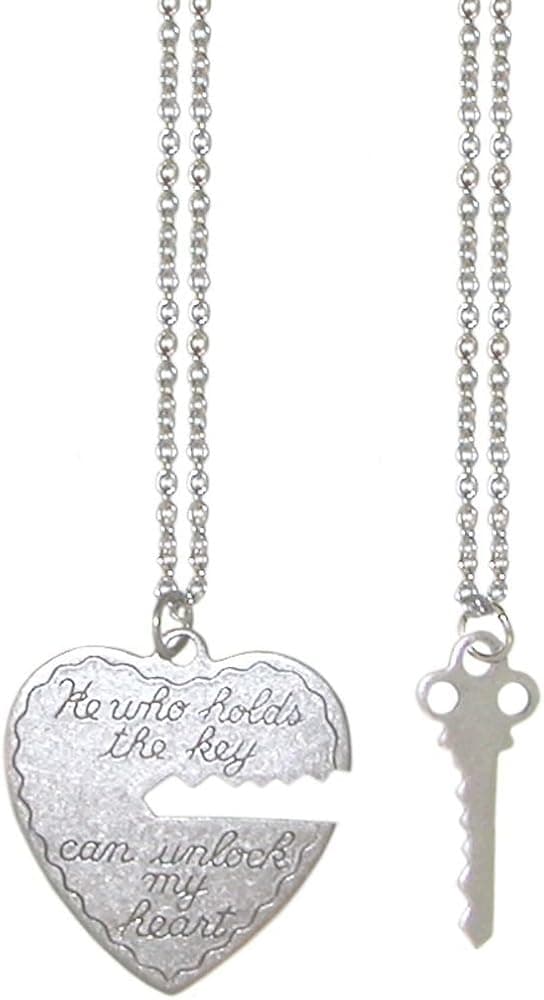 GIRLPROPS 100% Nickel Free 1 X 1 Key to My Heart Pendant Necklace Set (2 Necklaces), USA!
