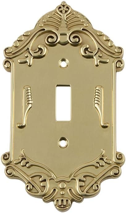 Nostalgic Warehouse 720082 Victorian Switch Plate with Single Toggle, Unlacquered Brass