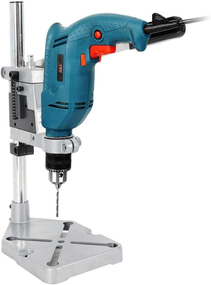 DENESTUS Upgraded 2Hole Adjustable Bench Electric Drill Stand Press Power Tool Clamp Base Frame Holder Bracket for Workbench Repair Fix Kits (USA Warehouse)