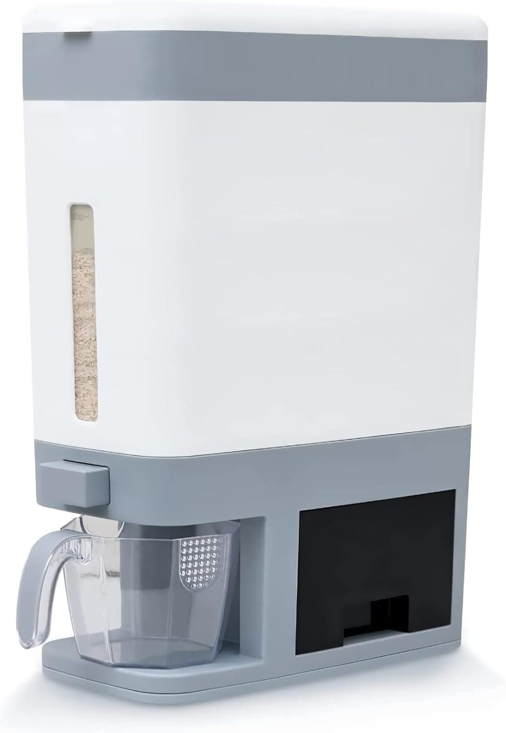 26.5 Lbs Rice Dispenser Large Sealed Grain Container Storage with Mesuring Cup, Airtight Design Food Dispenser, Kitchen Orgainzation Pantry Strore for Dry Food