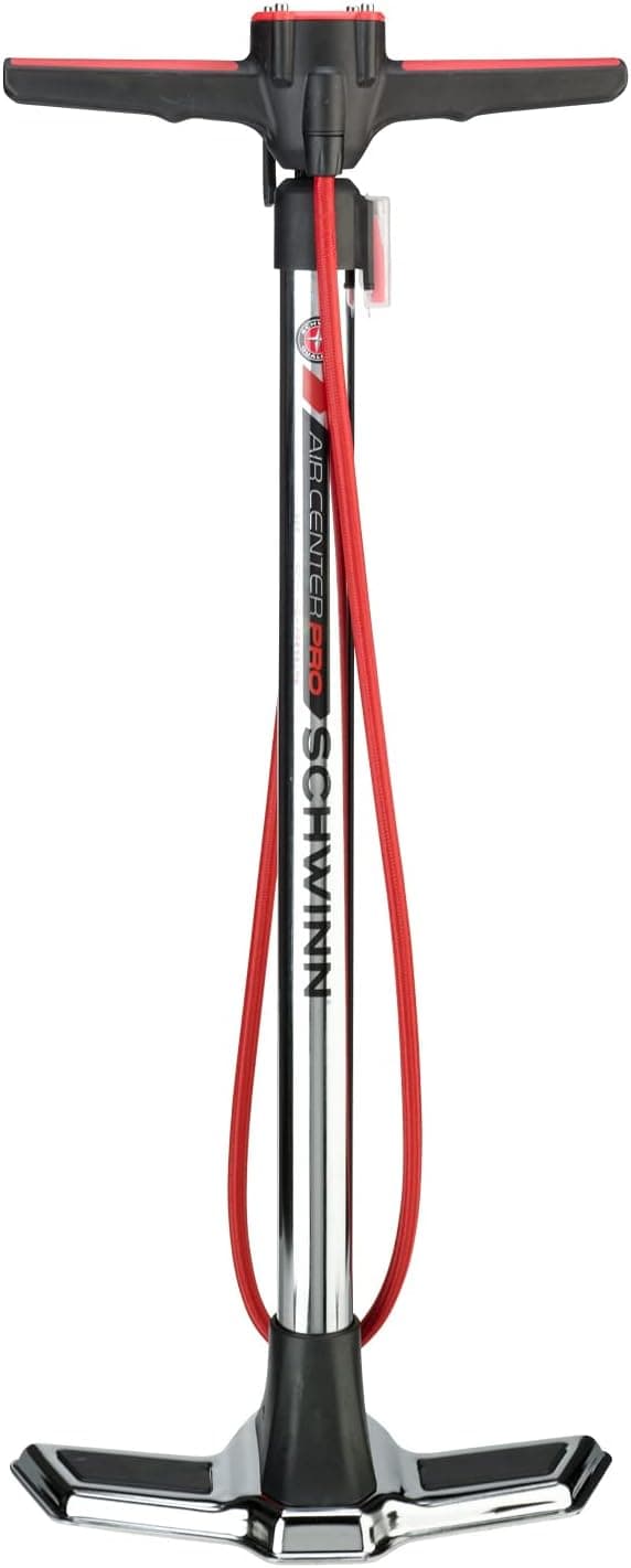 Schwinn Air Center Floor Bike Pump, Guage Fits Schrader and Presta Valve Types, Multiple Colors