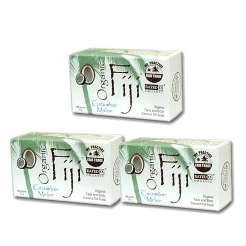 Organic Fiji Coconut Oil Soap, for Face and Body, Cucumber Melon, 7 Ounce (3 Pack)