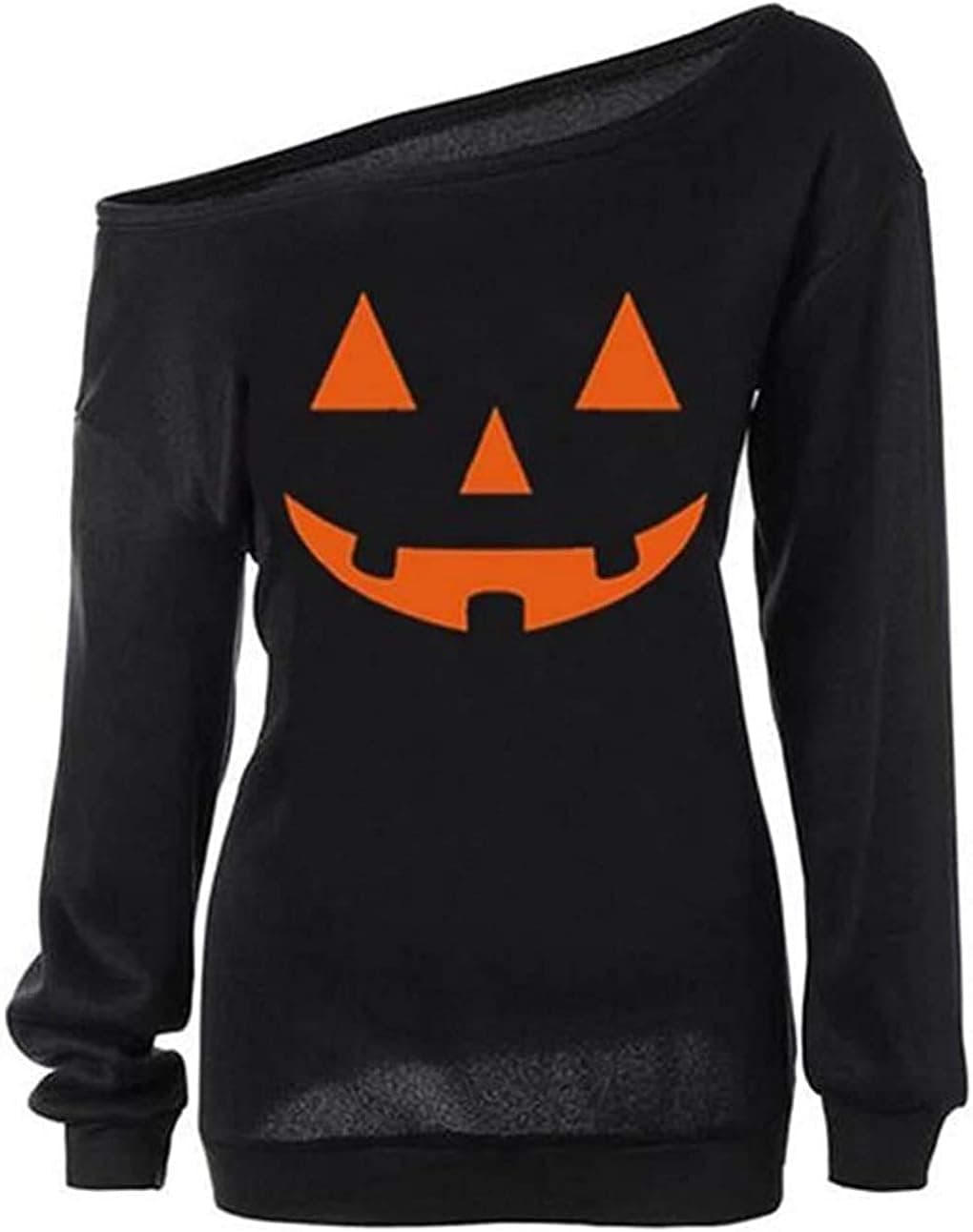 LuFeng Women's Christmas Halloween Off Shoulder Skeleton Printing Funny T-Shirt Long Sleeve Sweatshirts Pullover Tops