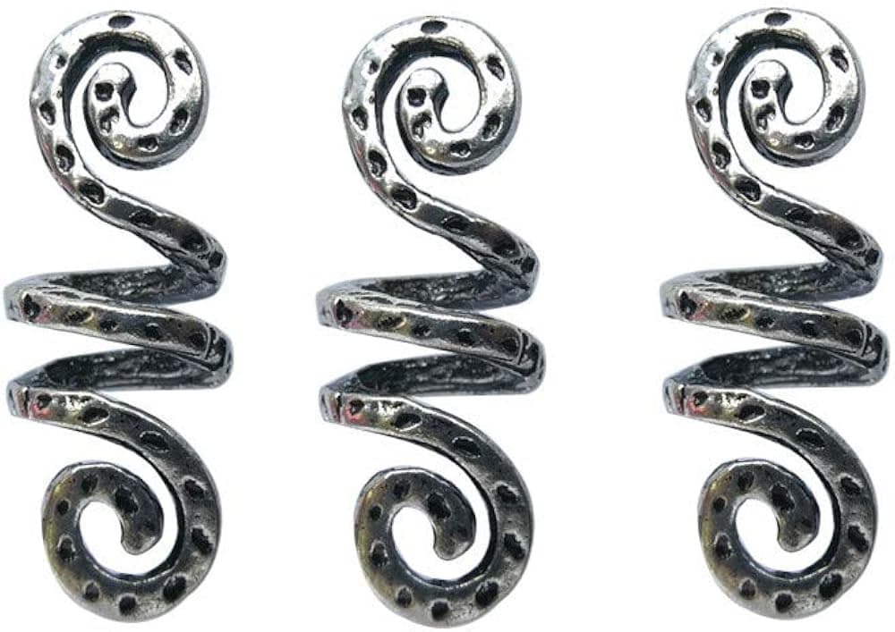 LQQQL Vikings Spiral Hair Beads Rings-Dreadlock Hair Accessories Norse Spiral Hair Coils Spring Beads for Braid Beards Hair Pendants &Bracelets DIY (3 Small pcs)