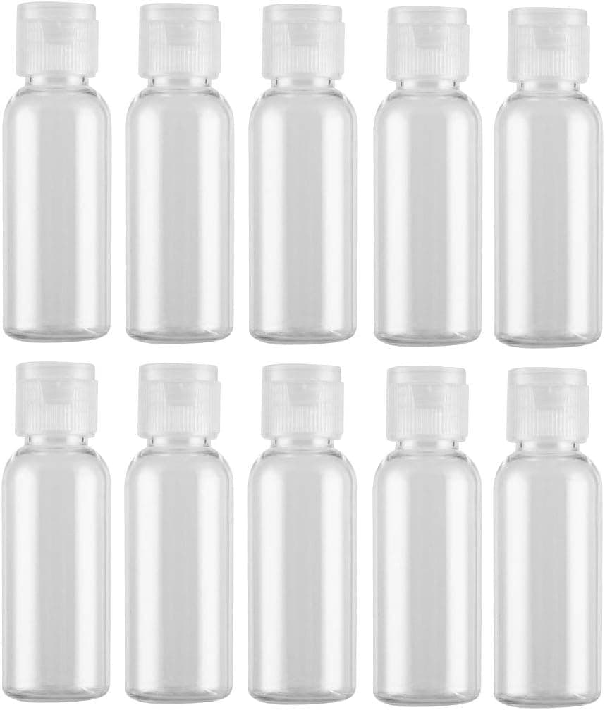 vipolish 12 PCS 30ML 1OZ Plastic Transparent Empty Refillable Bottles with Flip Lid Shampoo Container Storage Makeup Emollient Dispense Sample Vials for Daily Life