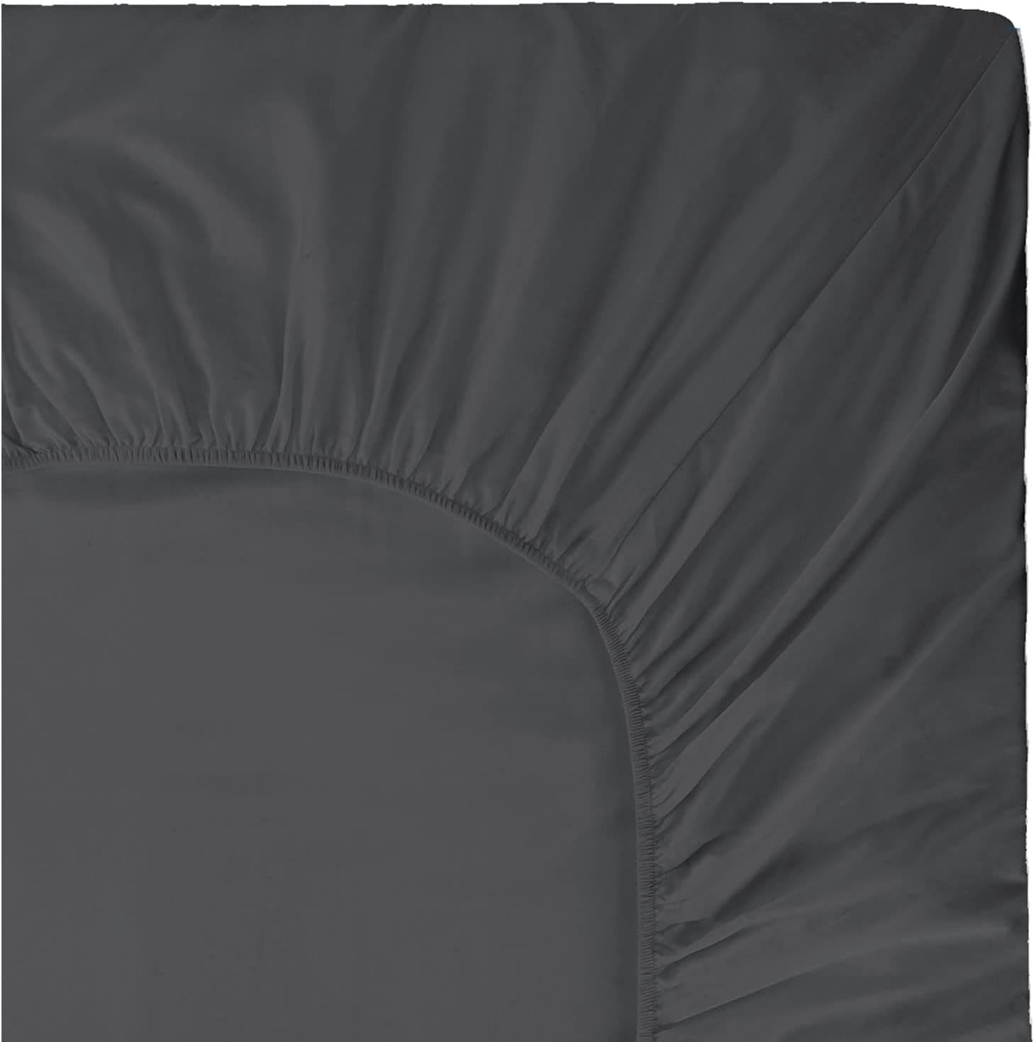 Sunday Home 400 Thread Count 100% Natural Cotton 1 Fitted Sheet Only - Solid Dark Grey King Size Fitted Sheet - 15" Deep Pocket, Long Staple Ultra Soft & Silky Sateen Weave
