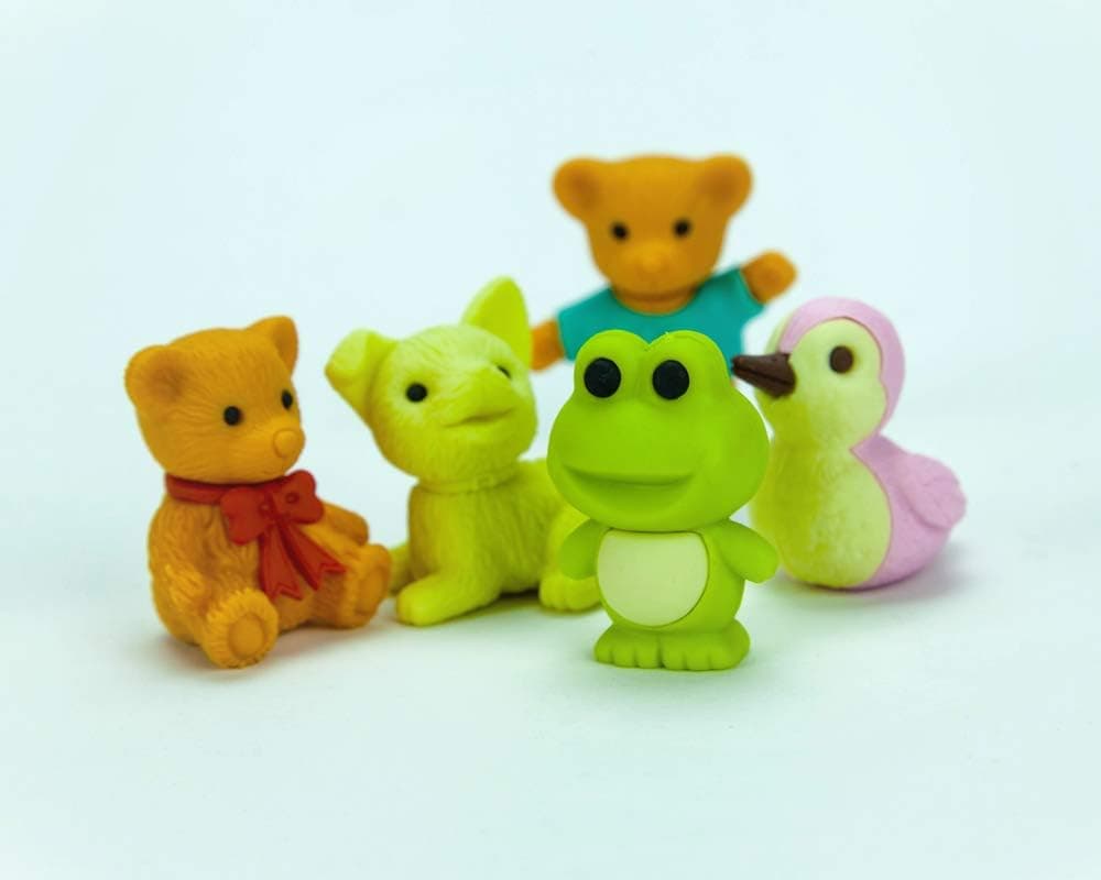 Iwako Animals/Dogs, Bears, Rabbits Japanese Erasers - 7 Piece