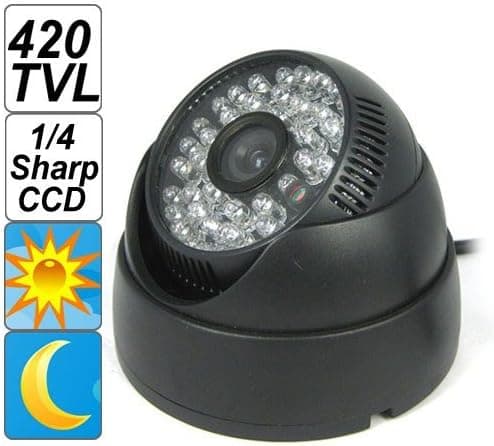 1/4 Inch Sharp CCD Night Vision Dome CCTV Security Camera with 48 Pcs IR LEDs, 420 TV Lines, 3.6mm Lens, 40 Meters Viewing Range in The Night Time, Indoor Used Surveillance Camera