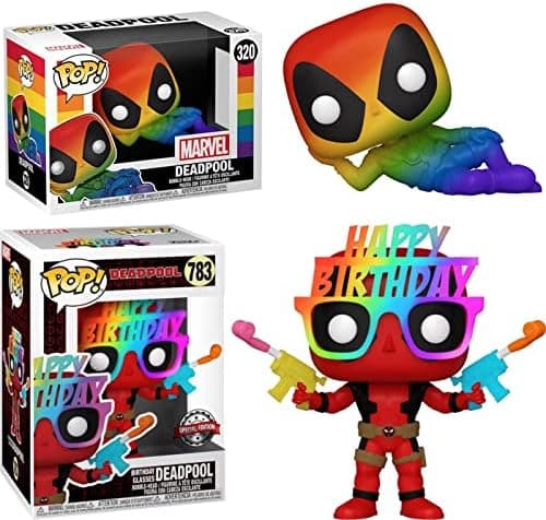 Funko It's Your Birthday Babe, Happy Birthday Pop! Bundle: Marvel Deadpool Pride 320/ Deadpool Birthday Glasses 783 Store Exclusive (2 Deadpool Pack)