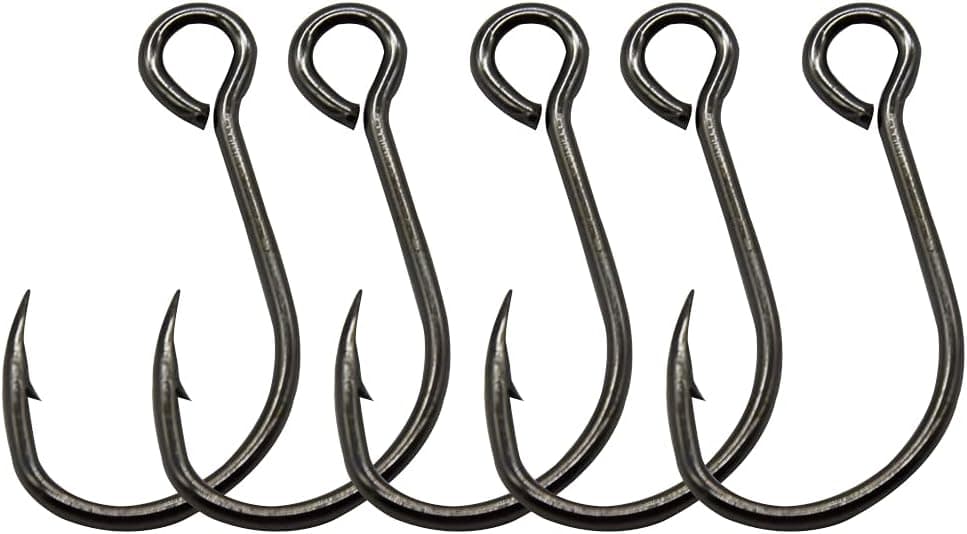 50pcs/Pack Fishing Inline Single Hooks Size: 2/0 1/0 2# 4# 6# 8# Large Eye Single Replacement Hooks for Fishing Spoon Spinner Lure Baits