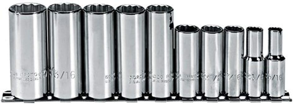 Stanley Proto J52107 10 Piece 12 Point 3/8" Drive Deep Socket Set