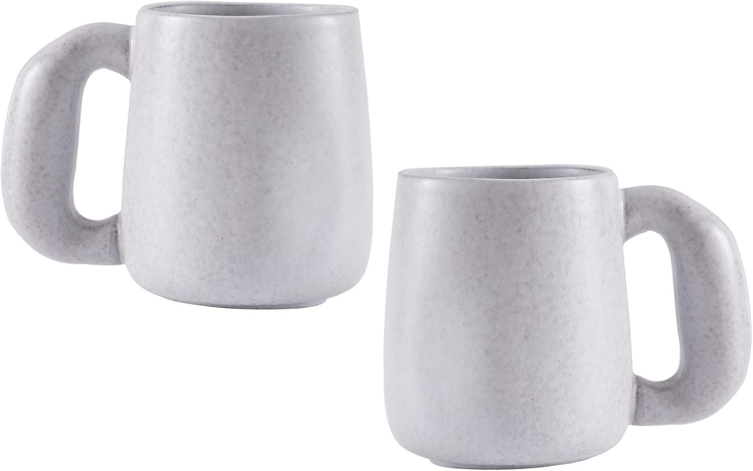 Uaral Large Coffee Mug Pottery Latte Mug Set Big Tea Cup-20oz Handmade Mugs with jumbo Handle,Set of 2, (Light Grey)