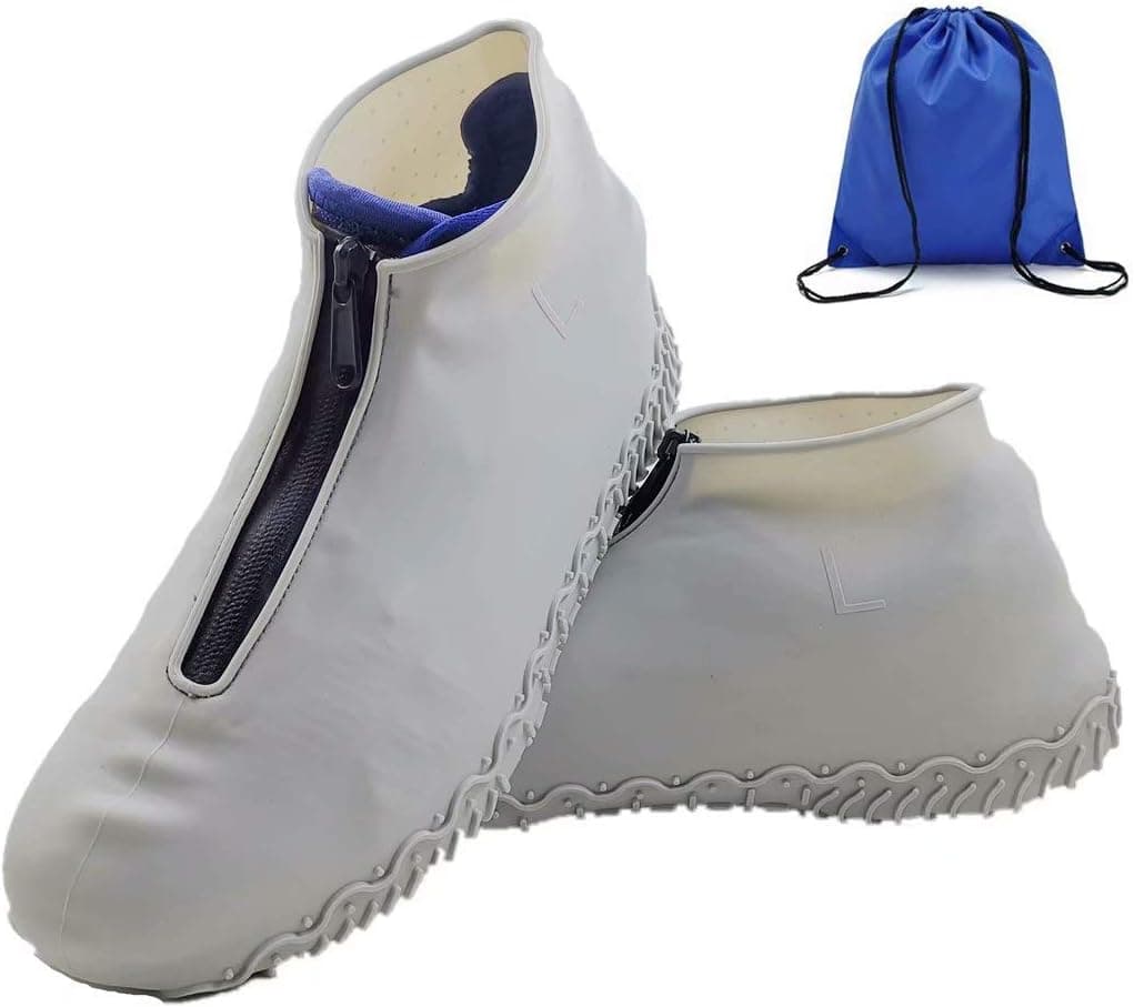 SETSAIL Waterproof Silicone Boot and Shoe Covers, Reusable Rubber Shoe Protectors Men/Women Covers for Shoes Rain Silicone Protector for Outdoor/Indoor/Walking Non Slip Stretchable with Zipper Gray-M