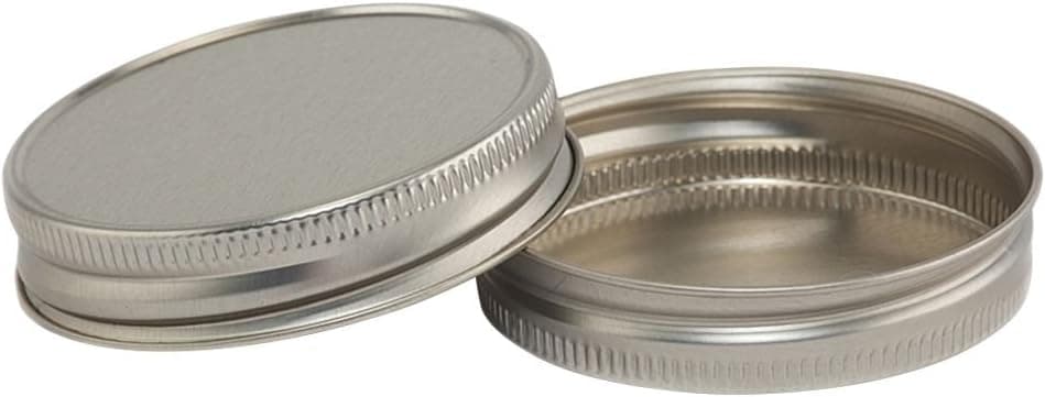 North Mountain Supply Regular Mouth Metal One Piece Mason Jar Unlined Lids - Flat Top - Pack of 12 - Gold