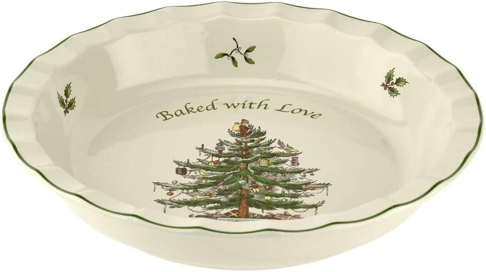 Spode Christmas Tree 11" Pie Dish "Baked with Love"