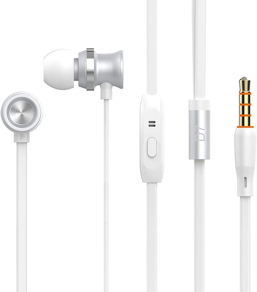 Celebrat D7 Inear Headphones Noise Isolating Comfort Fit Earphones for iPhone, iPad, iPod, Samsung and Mp3 Players (with Microphone), Silver