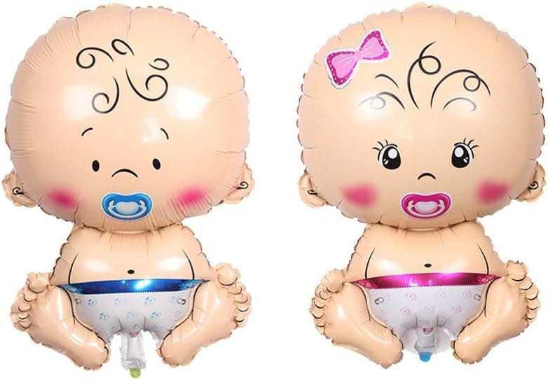 Huture 2PCS 30"x20" International Welcome Baby Shape Jumbo Mylar Foil Balloon Boy Girl Latex Helium Balloons Great for Baby Shower Pregnancy Gender Reveal Wedding Birthday Party Decor Supplies