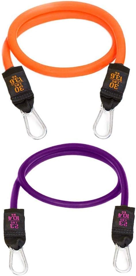 Bodylastics Stackable Resistance Bands - 2-Band Resistance Band Pack - Patented Snap Reduction Tech Workout Bands - Malaysian Latex, Strong Nickel Coated Iron Clips - Heavy Duty Fitness Bands, 106lb