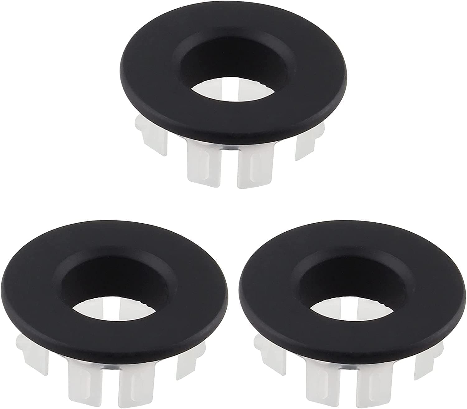 Daksang 3 Pcs Sink Overflow Ring, Cover Bathroom Sink Hole Trim Overflow Cover Ring Cover Hole Insert in Cap for Bathroom Sink Basin Replacement (Black)