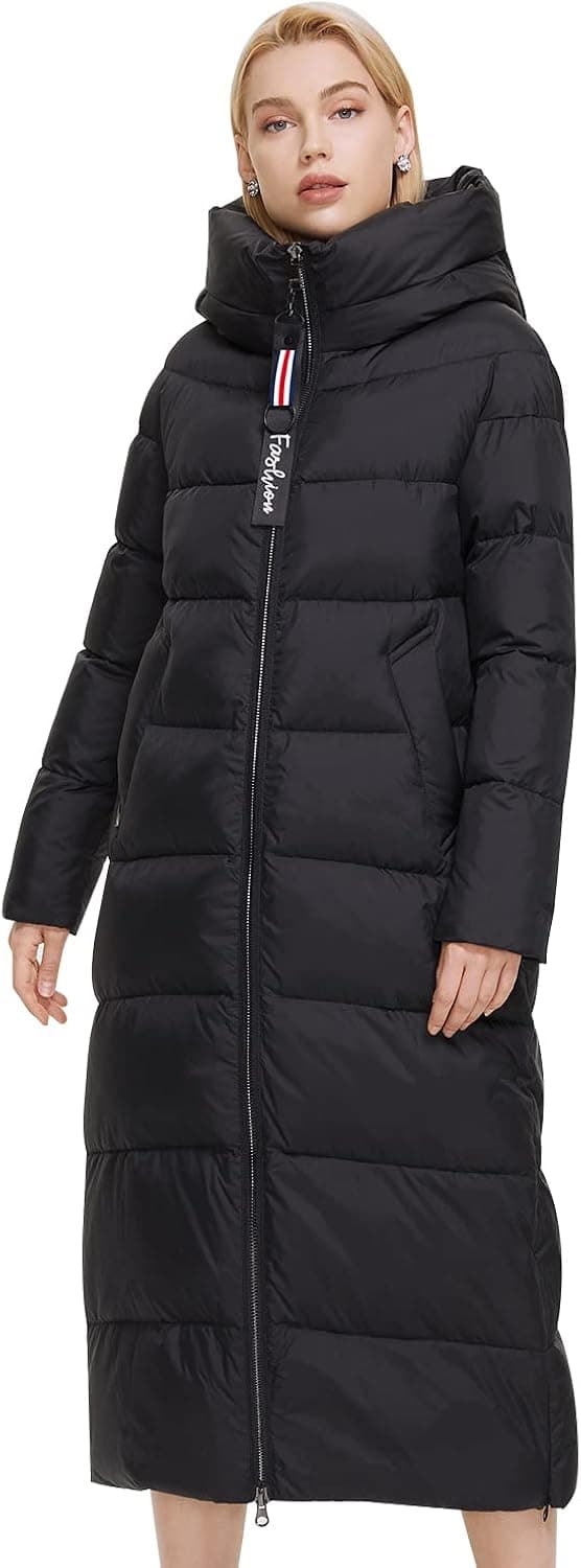 MIEGOFCE Women's Long Puffer Coat Thickened Winter Hooded Turtleneck women puffer parka Winter Coats for Women(Black M)