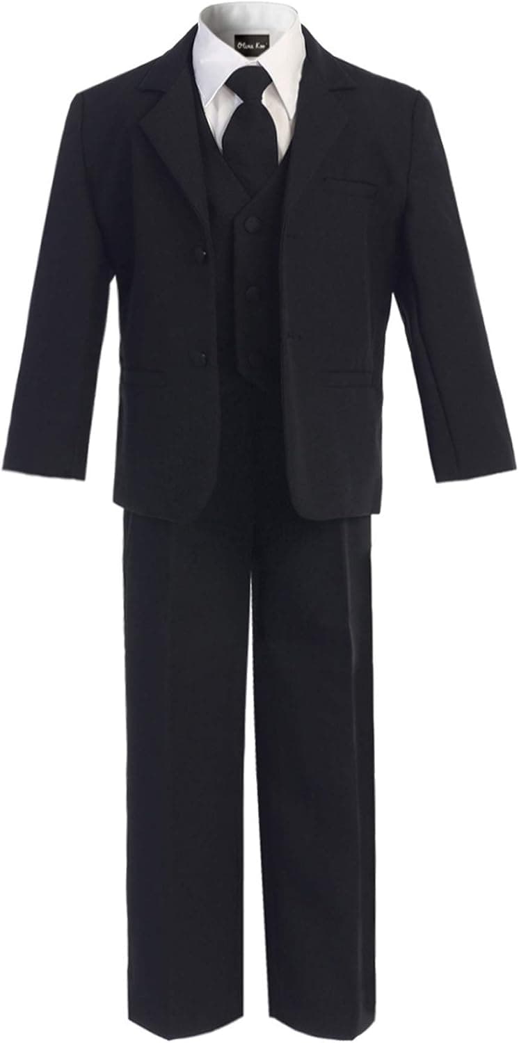 OLIVIA KOO Boy's Classic 2 Button Suit with Cloth Cover Buttons