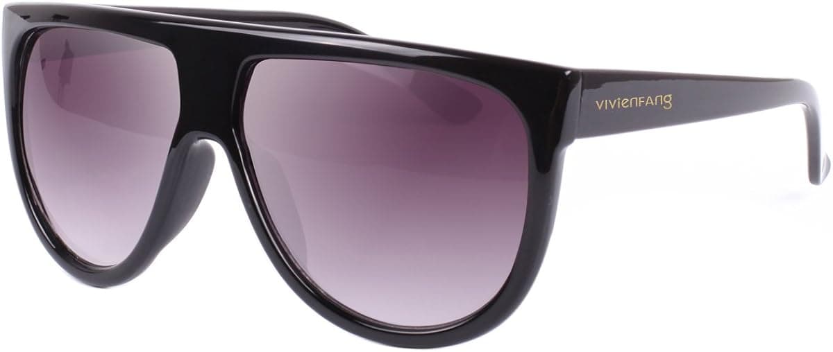 VIVIENFANG Women Classic Flat Top Aviator Polarized Sunglasses Designer Ombre Boyfriend Shades P1835A Black
