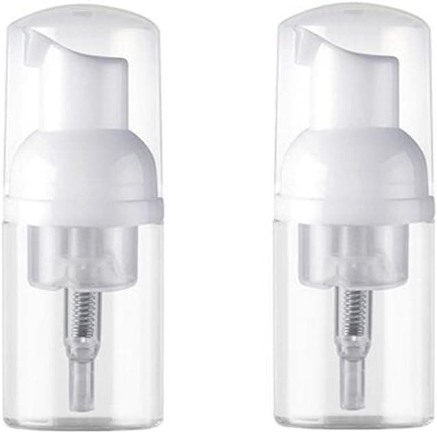 2PCS Refill Empty Clear Plastic Foam Foamer Dispenser Pump Bottles Cosmetics Lotion Makeup Shampoo Facial Cleanser Liquid Soap Dish Foaming Holder Container Jar Pots(30ml/1oz)