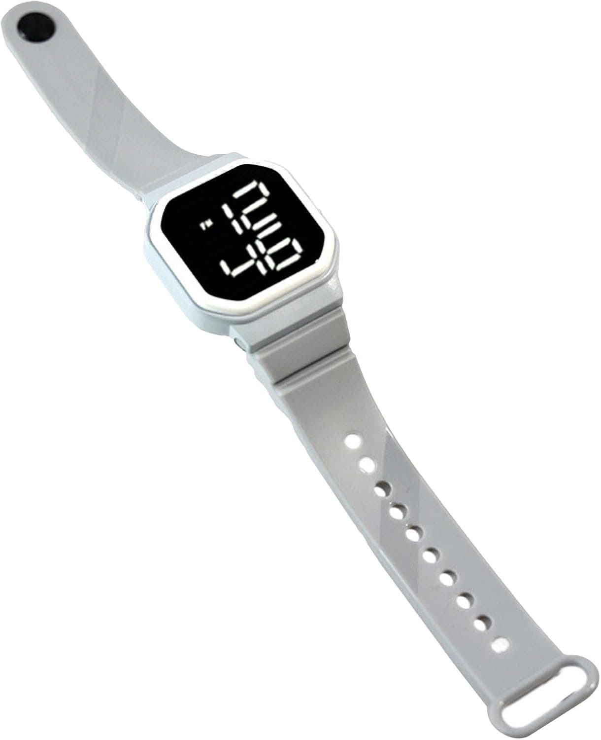 Sarkoyar Student Digital Watch Soft Wristband Easy To Read Sports Square LED Electronic Watch for Gift Grey