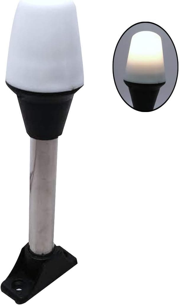 Pactrade Marine 12V Marine Boat Yacht Pontoon Navigation Anchor Light 360 Degrees All Around White Color Splashproof Black Housing