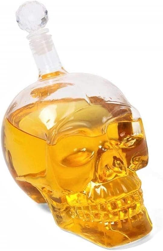 Bargain Crusader Skull Head Vodka Shot Whiskey Wine Drinking Glass Bottle Decanter Skull Shaped Wine Bottle (1, 500ml Decanter)