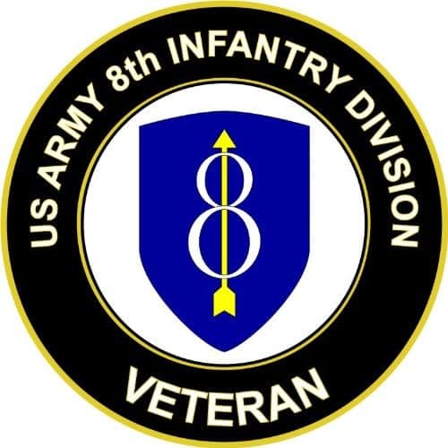 U.S. Army 8th Infantry Division Veteran Window Bumper Sticker Decal 3.8"