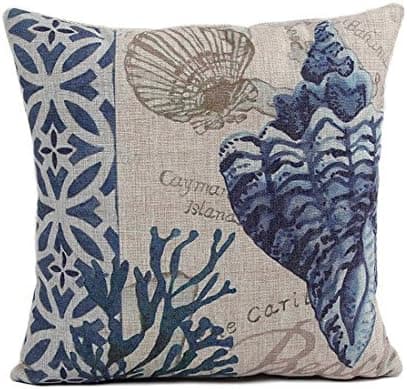 prefe Cotton Linen Square Throw Pillow Case Cushion Cover Shell Pillowcase 18 X 18 Inch (Jellyfish)